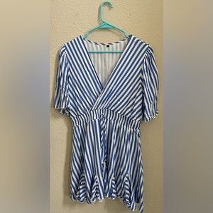 Amazon Blue Summer Striped Skater Dress